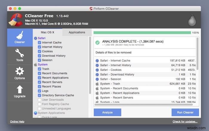 मैक के लिए CCleaner:विंडोज जितना अच्छा? 