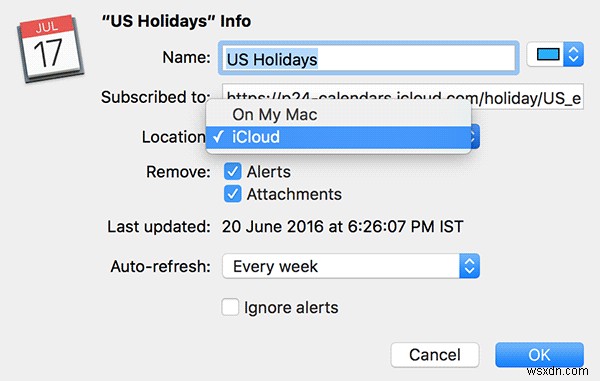 अपने Mac का उपयोग करके Apple डिवाइस में कैलेंडर सब्सक्रिप्शन को कैसे सिंक करें 