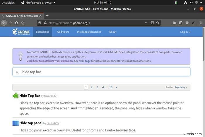 Ubuntu 20.04 में टॉप बार और साइड पैनल को कैसे छिपाएं 