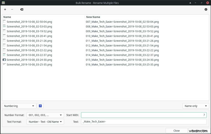 थूनर के बल्क रीनेम टूल के साथ लिनक्स में फाइलों का नाम कैसे बदलें 