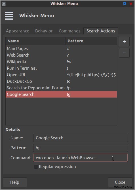 पेपरमिंट के मुख्य मेनू में Google खोज और अन्य खोज क्रियाओं को कैसे जोड़ें 