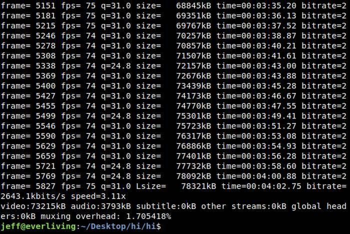 लिनक्स टर्मिनल से FFMPEG का उपयोग करके वीडियो फ़ाइल का आकार कैसे कम करें 