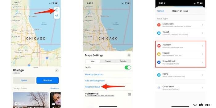 IOS में Apple मैप्स पर घटनाओं की रिपोर्ट कैसे करें 
