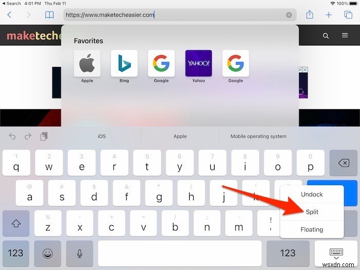 आईपैड पर अपने कीबोर्ड को कैसे विभाजित और अनप्लिट करें 