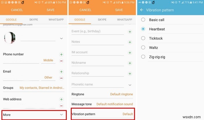 Android में संपर्कों में एक अनुकूलित कंपन पैटर्न कैसे जोड़ें 