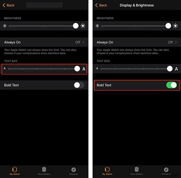 अपने Apple वॉच पर टेक्स्ट का आकार कैसे बढ़ाएं 