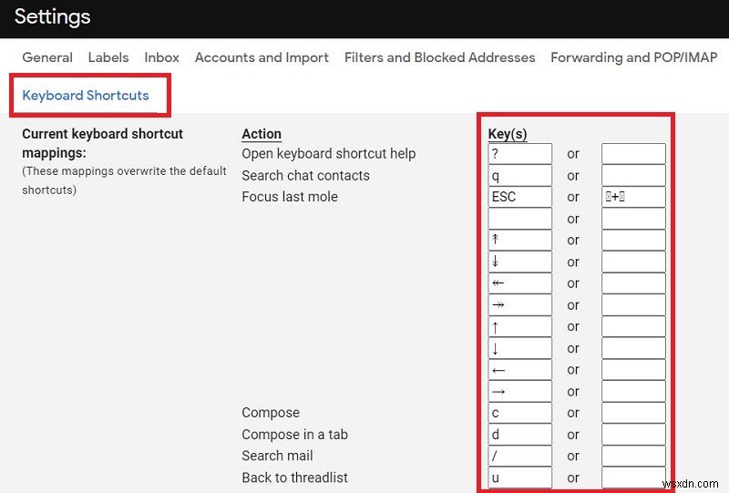 जीमेल में कीबोर्ड शॉर्टकट कैसे कस्टमाइज़ करें