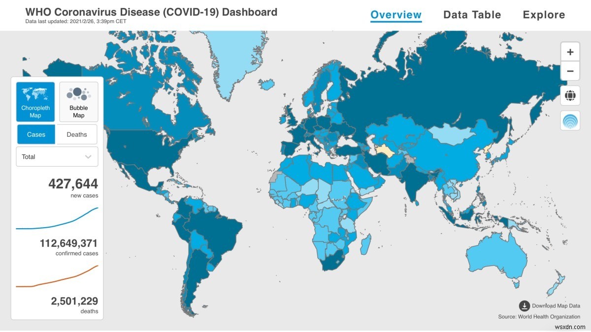 कोविड-19 महामारी पर नजर रखने के लिए पांच वेबसाइट