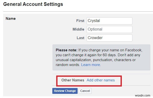 फेसबुक पर अपना नाम कैसे बदलें