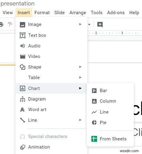 Google स्लाइड प्रस्तुति में चार्ट कैसे जोड़ें 