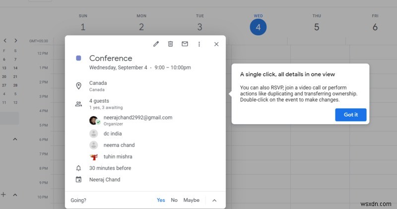 Google कैलेंडर का उपयोग उन सहकर्मियों को सूचित करने के लिए करें जिनकी आपको देर हो रही है 