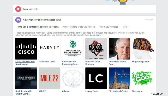 कैसे पहचानें कि Facebook पर किन विज्ञापनदाताओं के पास आपकी जानकारी है