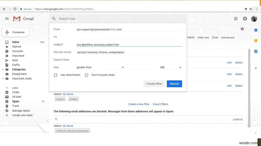 जीमेल में अवांछित ईमेल को कैसे ब्लॉक करें 