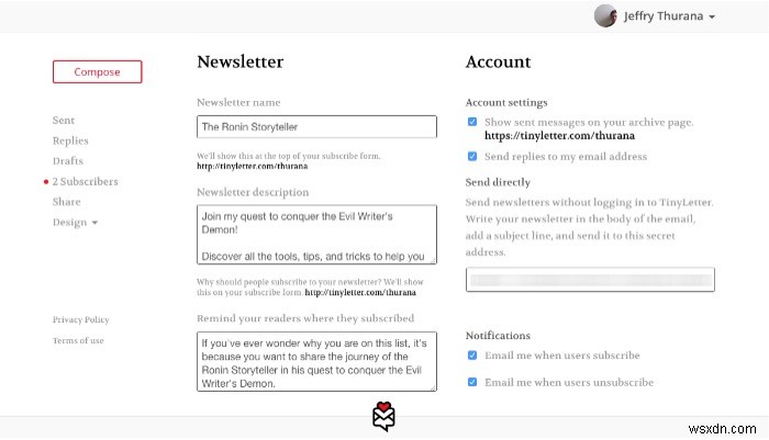 TinyLetter के साथ निःशुल्क ईमेल सदस्यता सेवा कैसे सेट करें? 