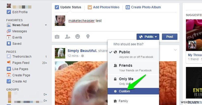 केवल विशिष्ट लोगों के लिए अपना फेसबुक स्टेटस कैसे अपडेट करें 