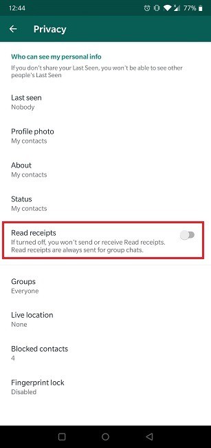 WhatsApp में पठन रसीद कैसे बंद करें