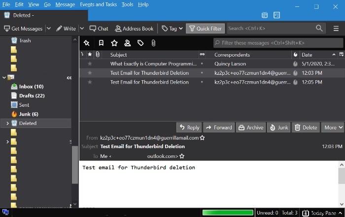 थंडरबर्ड में ट्रैश फोल्डर में ईमेल कैसे खोजें 