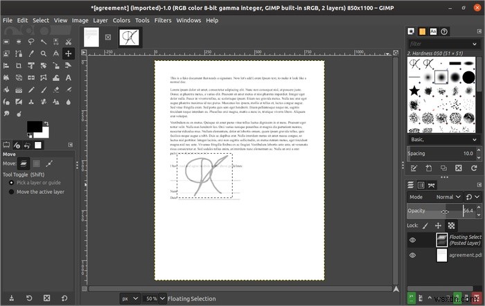 GIMP के साथ दस्तावेज़ पर हस्ताक्षर कैसे करें 