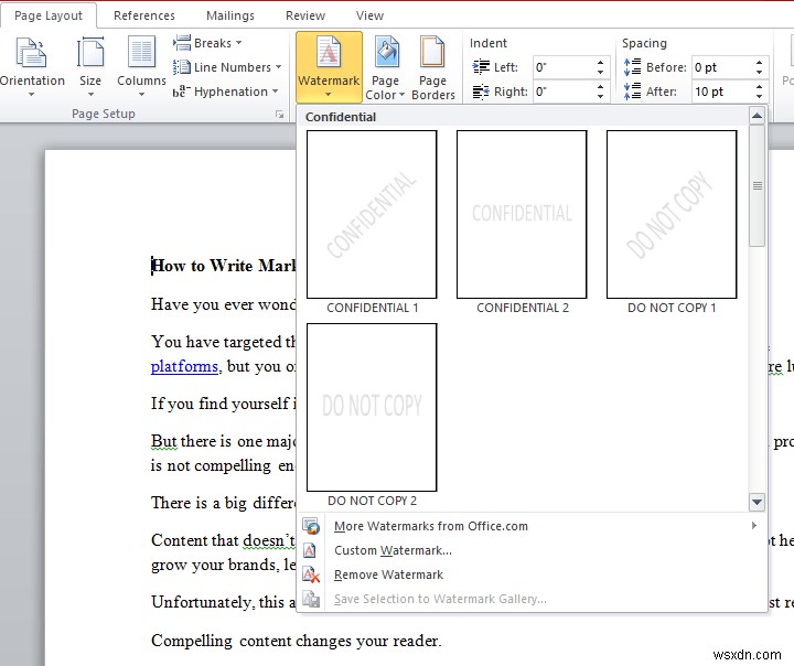 अपने वर्ड दस्तावेज़ों में वॉटरमार्क कैसे जोड़ें 
