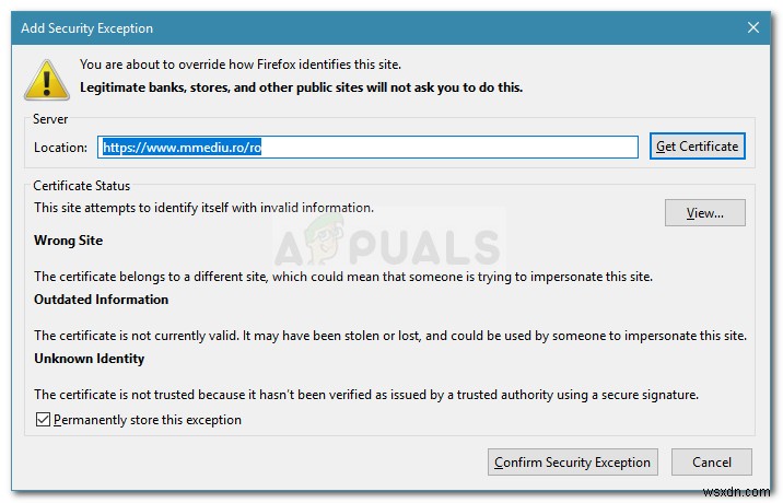 ठीक करें:SSL_ERROR_BAD_CERT_DOMAIN 