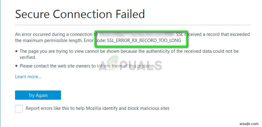 ठीक करें:SSL_ERROR_RX_RECORD_TOO_LONG 