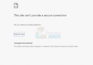 ठीक करें:ERR_SSL_VERSION_OR_CIPHER_MISMATCH 