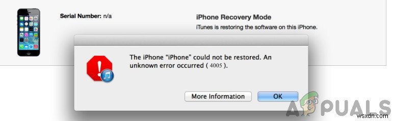 IPhone पुनर्स्थापना त्रुटि 4005 को कैसे ठीक करें? 