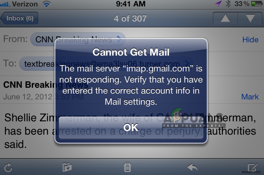 फिक्स:imap.gmail.com iPhone/iPad पर प्रतिसाद नहीं दे रहा है 