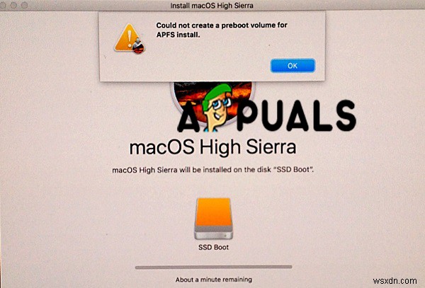 कैसे ठीक करें APFS इंस्टाल एरर के लिए प्रीबूट वॉल्यूम नहीं बना सका