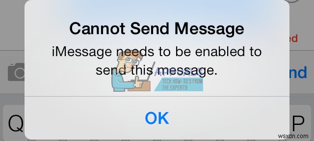 फिक्स:इस संदेश को भेजने के लिए iMessage को सक्षम करने की आवश्यकता है 