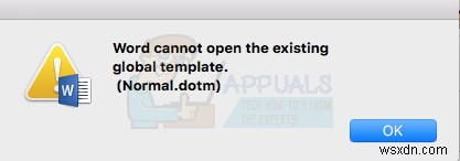 फिक्स:Word मौजूदा वैश्विक टेम्पलेट  Normal.dotm  नहीं खोल सकता 