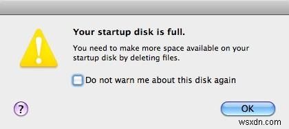 ठीक करें:आपकी स्टार्टअप डिस्क भर गई है