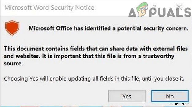 Microsoft Word सुरक्षा नोटिस पॉप-अप को अक्षम कैसे करें? 