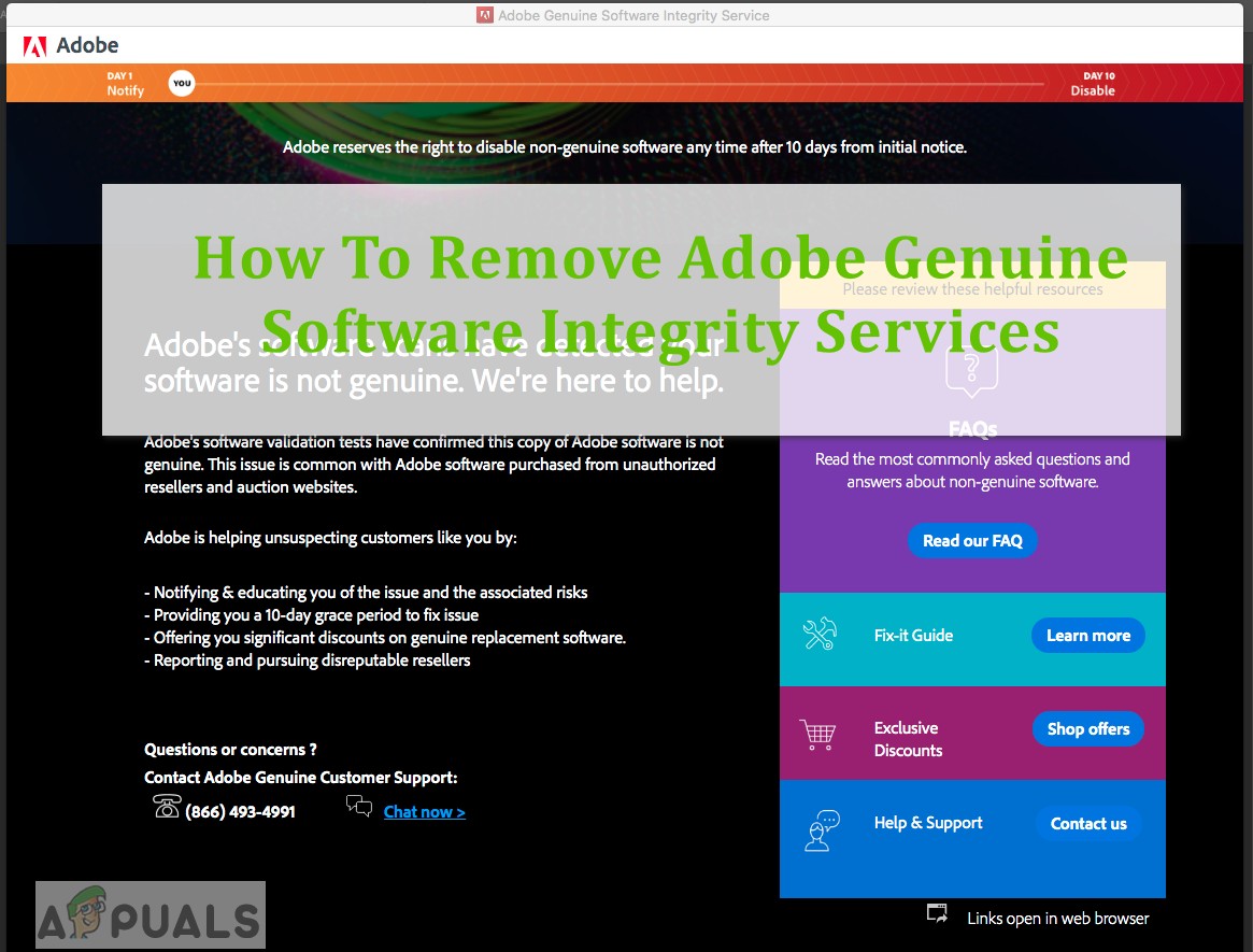 Adobe Genuine Software Integrity Services को कैसे निकालें 