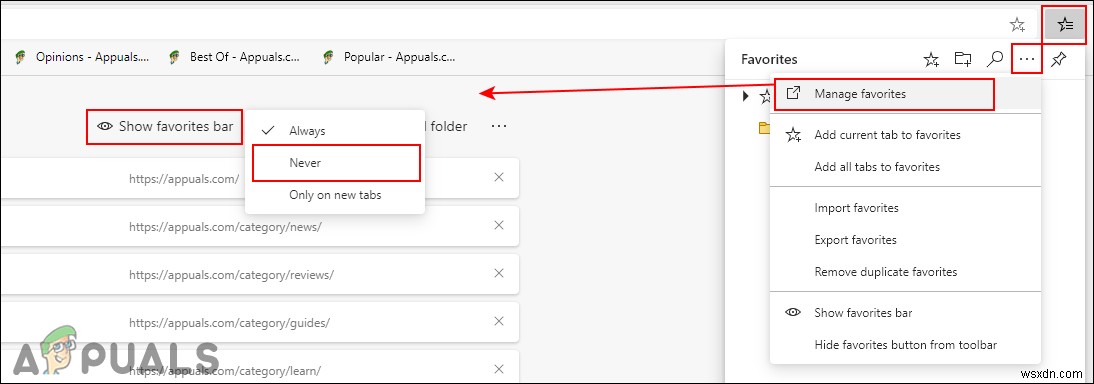 Microsoft Edge में पसंदीदा बार कैसे जोड़ें या निकालें? 