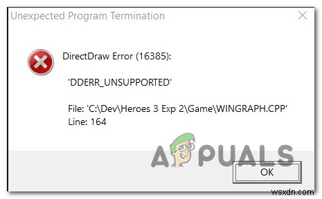 [फिक्स] विंडोज 10 पर लीगेसी गेम्स खेलते समय DirectDraw एरर? 