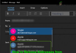 स्वत:पूर्ण सूची विंडोज 10 मेल ऐप से पते कैसे निकालें? 