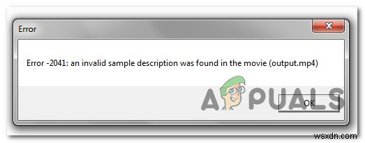 QuickTime में  त्रुटि 2041 - कोड अमान्य नमूना विवरण  को कैसे ठीक करें? 