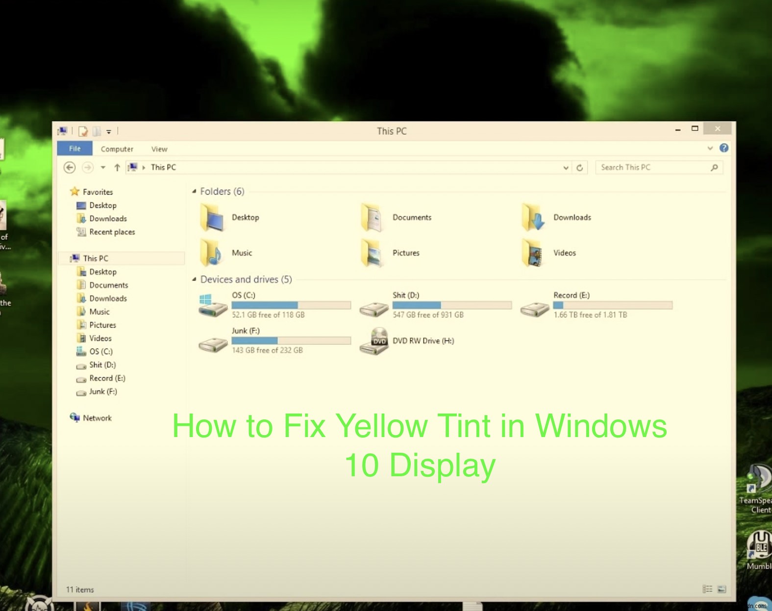 विंडोज डिस्प्ले में पीले रंग की टिंट को कैसे ठीक करें 