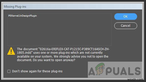 Adobe InDesign गुम प्लगइन्स त्रुटि को कैसे ठीक करें 