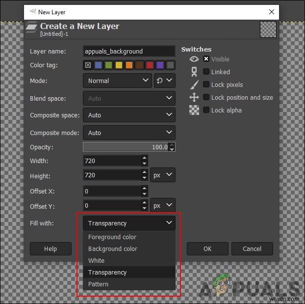 GIMP में नई छवियों के लिए डिफ़ॉल्ट रूप से पृष्ठभूमि को पारदर्शी कैसे बनाएं? 