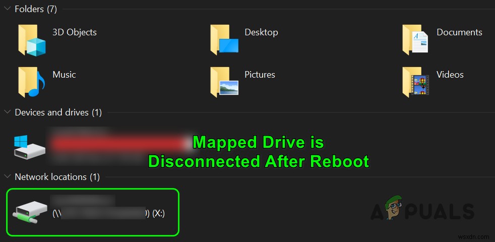 फिक्स:मैप की गई ड्राइव रिबूट के बाद डिस्कनेक्ट हो गई है 