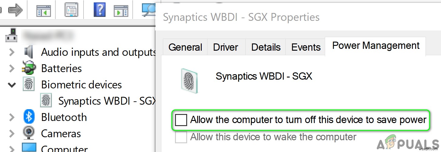 फिक्स:सिनैप्टिक्स WBDI (SGX- सक्षम) फ़िंगरप्रिंट रीडर  डिवाइस प्रारंभ नहीं हो सकता (कोड 10)  