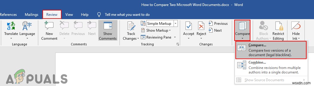 दो Microsoft Word दस्तावेज़ों की तुलना कैसे करें? 