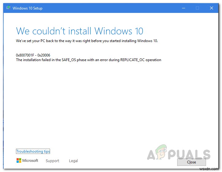 REPLICATE_OC ऑपरेशन के दौरान SAFE_OS में विफल विंडोज 10 इंस्टॉलेशन को कैसे ठीक करें 