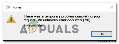 Windows  अस्थायी समस्या  पर iTunes त्रुटि कोड -50 को कैसे ठीक करें