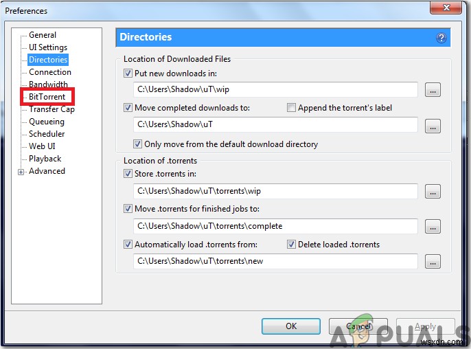 uTorrent साथियों से जुड़ने पर अटक गया [फिक्स्ड] 