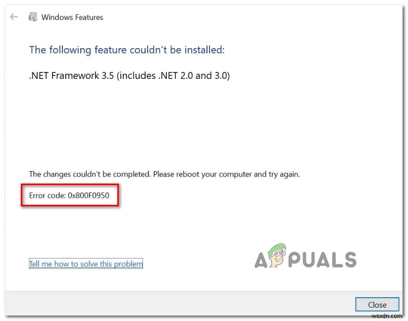 त्रुटि 0x800F0950 .NET Framework 3.5 स्थापना को कैसे ठीक करें 