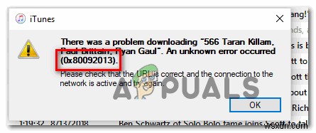 [फिक्स] विंडोज़ पर आईट्यून्स स्टोर एरर कोड 0x80092013 
