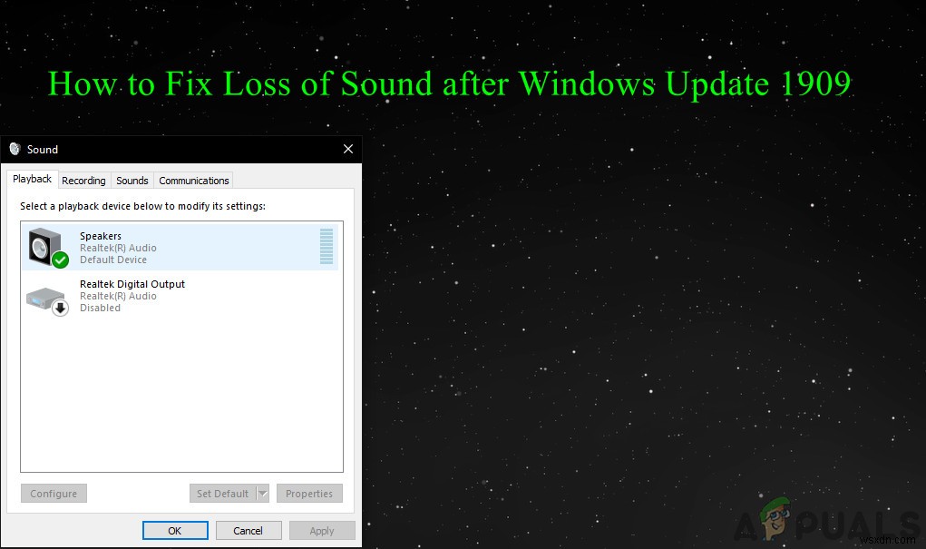 फिक्स:विंडोज 10 अपडेट 1909 . के बाद ऑडियो का नुकसान 